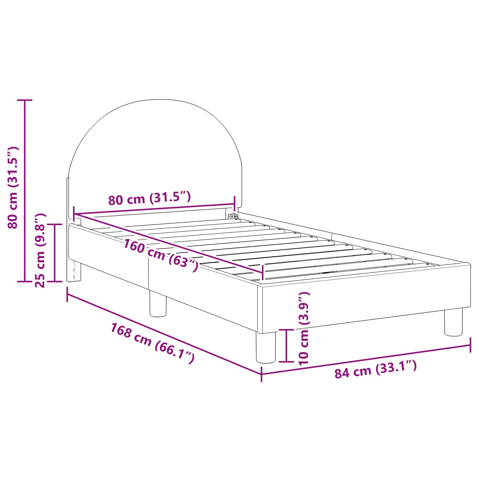 Struttura letto bambini con testata Crema 80 x 160 cm 42011027