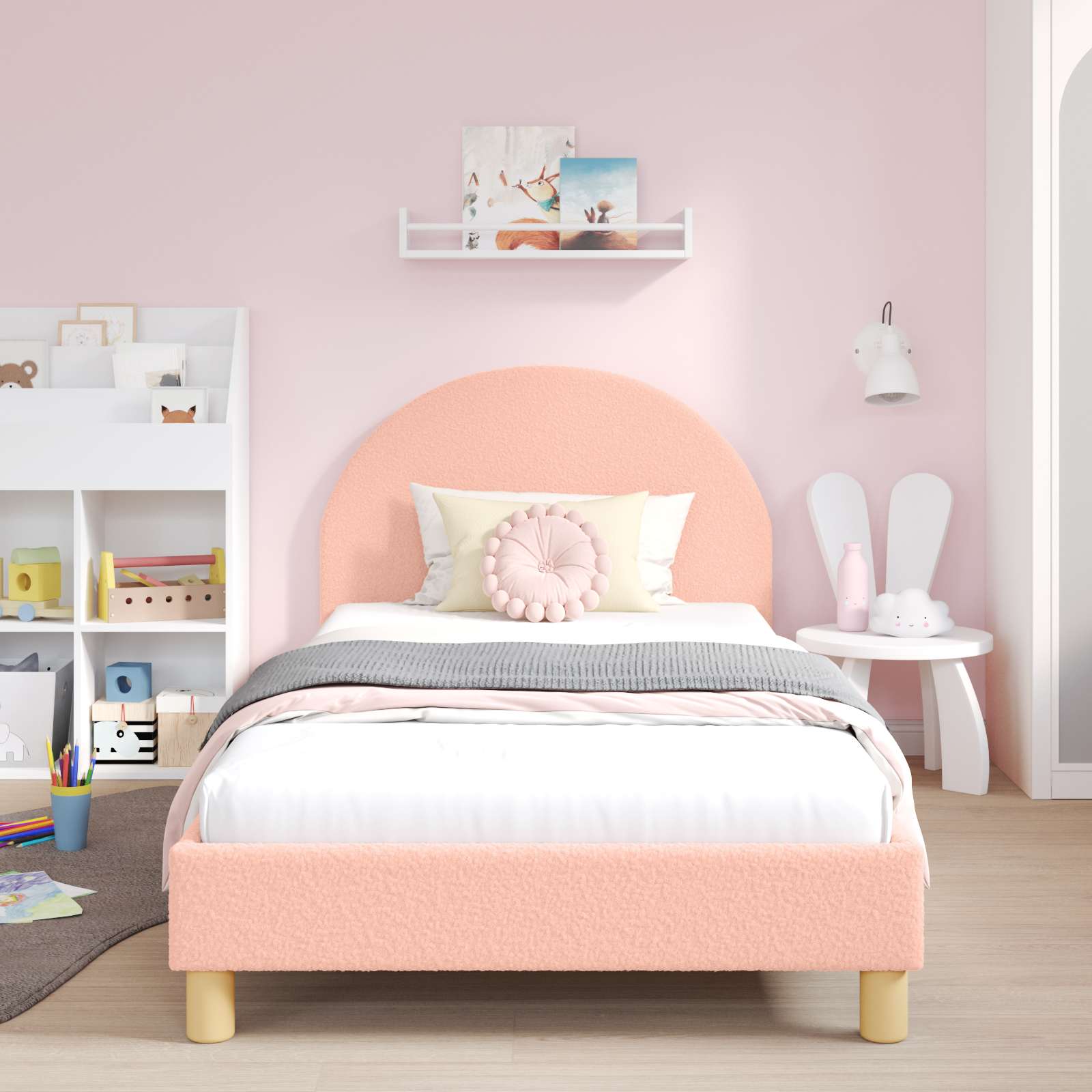 Struttura letto bambini con testata Rosa 90 x 190 cm 42011034