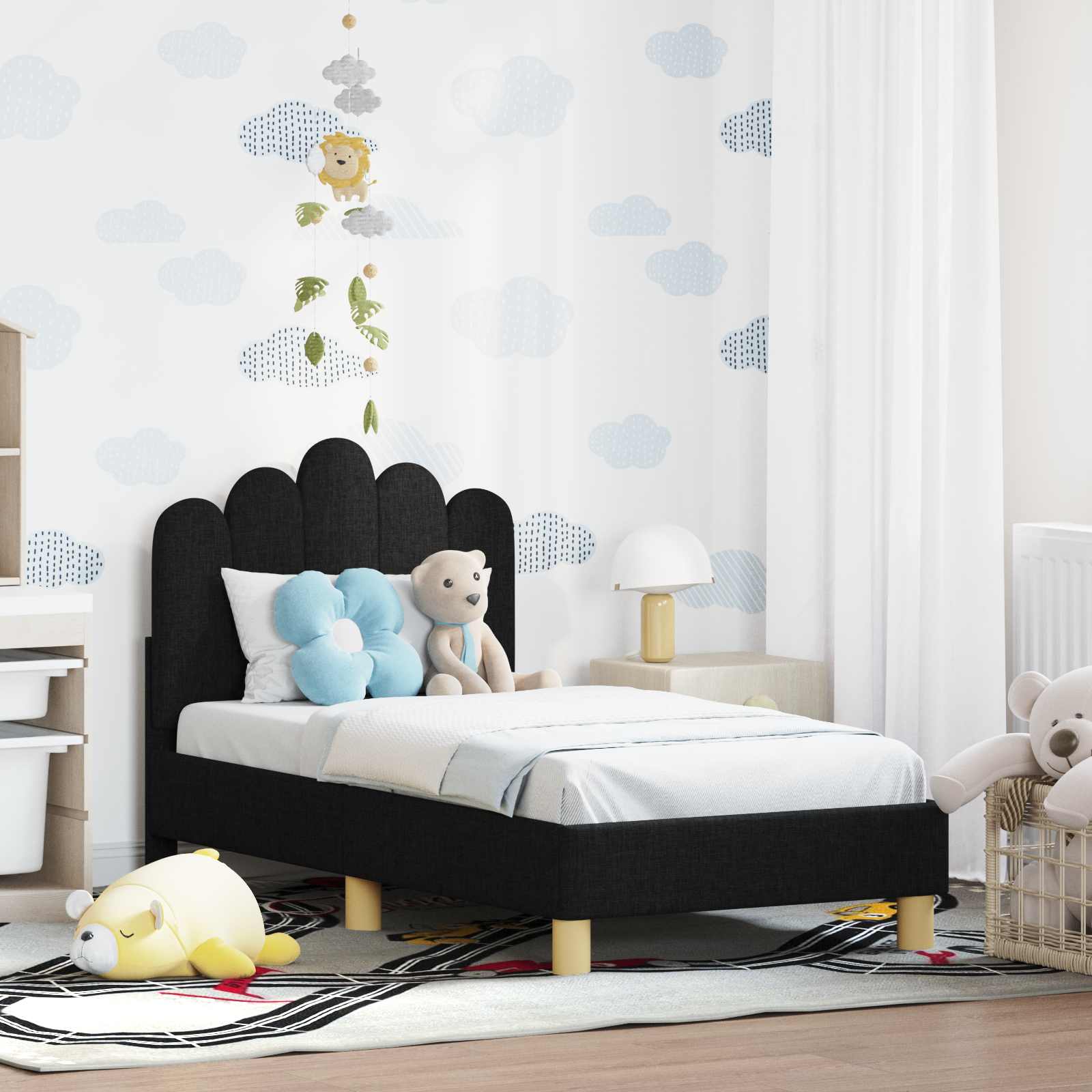 Struttura letto per bambini con testata Nero 70 x 140 cm 42011041