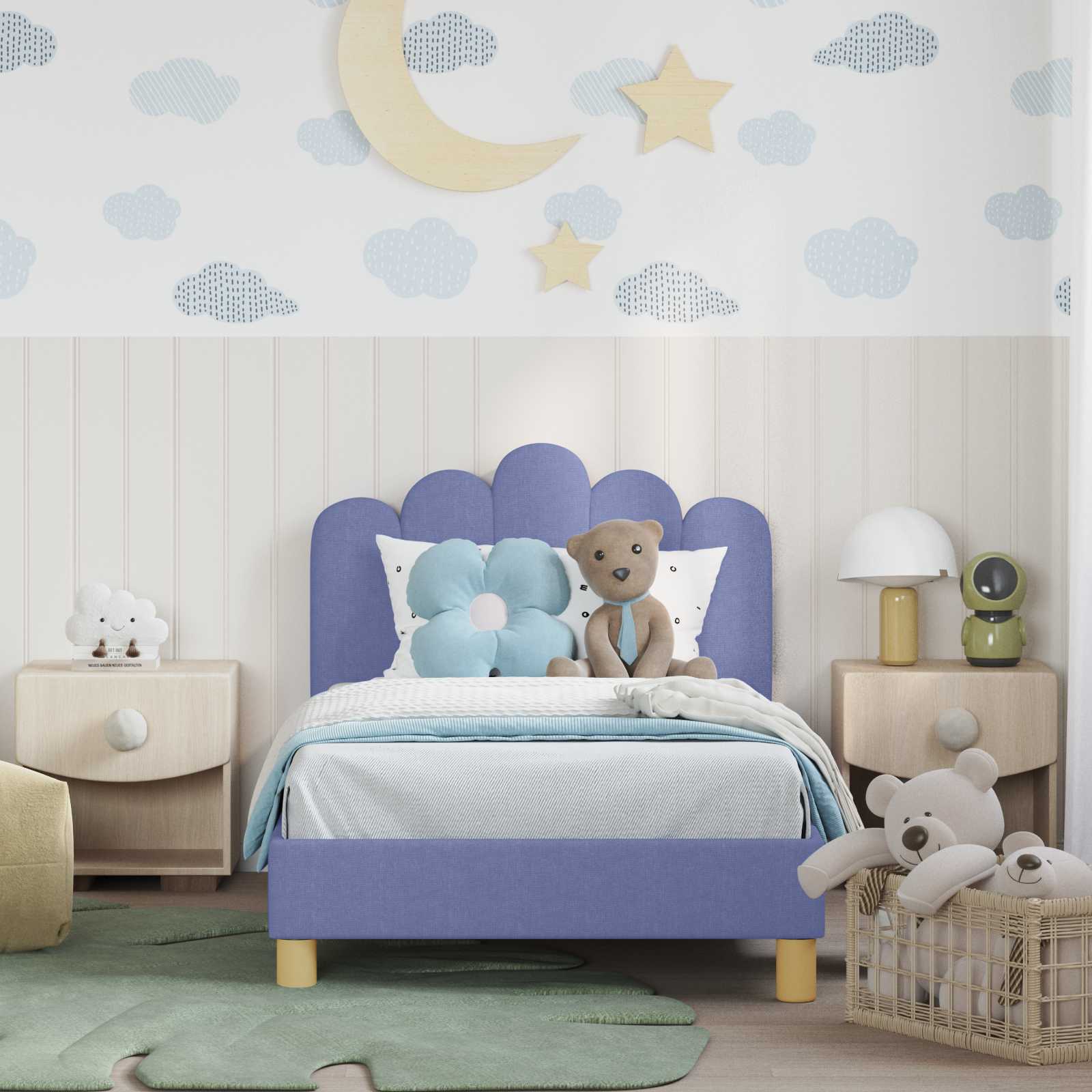 Struttura letto per bambini con testata Blu jeans 80 x 160 cm 42011048