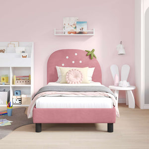 Struttura letto bambini con testata Rosa 80 x 160 cm Velluto 42011065