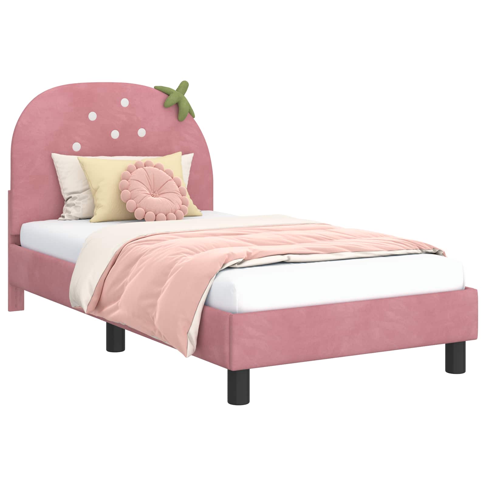 Struttura letto bambini con testata Rosa 80 x 160 cm Velluto 42011065