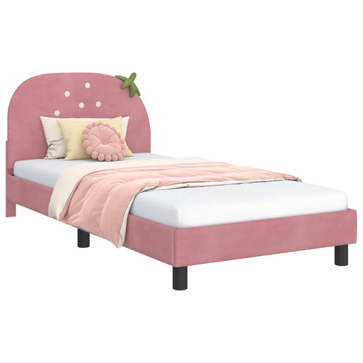 Struttura letto bambini con testata Rosa 80 x 200 cm Velluto 42011066