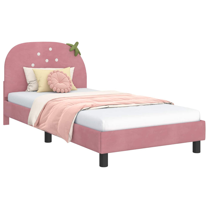 Struttura letto bambini con testata Rosa 80 x 200 cm Velluto 42011066