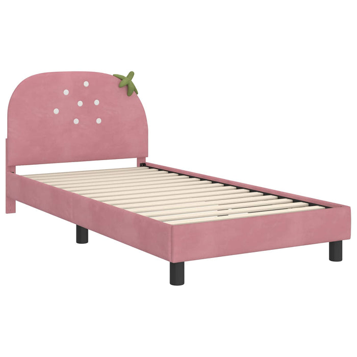 Struttura letto bambini con testata Rosa 80 x 200 cm Velluto 42011066
