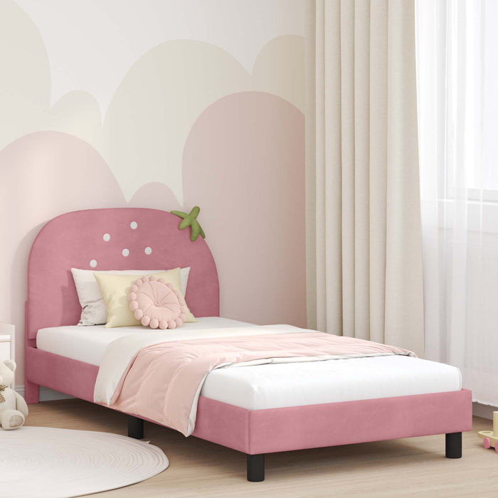 Struttura letto bambini con testata Rosa 90 x 190 cm Velluto 42011067
