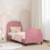 Struttura letto bambini con testata Rosa 80 x 160 cm Velluto 42011070