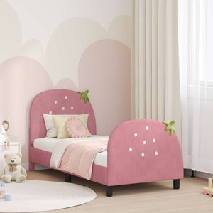 Struttura letto bambini con testata Rosa 80 x 160 cm Velluto 42011070