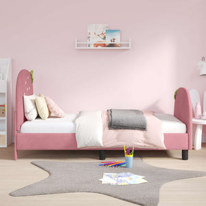 Struttura letto bambini con testata Rosa 80 x 160 cm Velluto 42011070