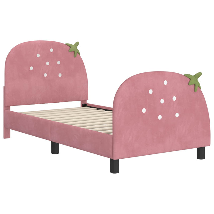 Struttura letto bambini con testata Rosa 80 x 160 cm Velluto 42011070