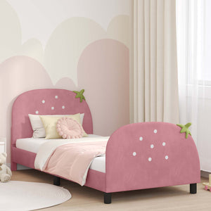 Struttura letto bambini con testata Rosa 80 x 200 cm Velluto