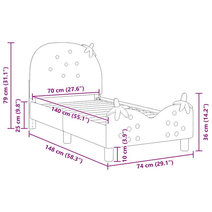 Struttura letto per bambini con testata Rosa 70 x 140 cm 42011074