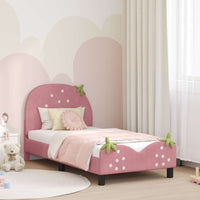 Struttura letto bambini con testata Rosa 80 x 160 cm Velluto 42011075