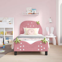 Struttura letto bambini con testata Rosa 80 x 160 cm Velluto 42011075