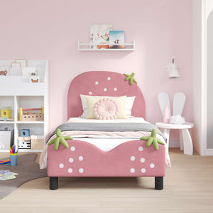 Struttura letto bambini con testata Rosa 80 x 160 cm Velluto 42011075
