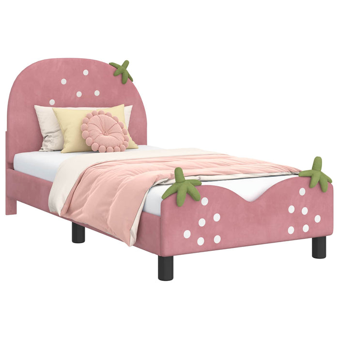 Struttura letto bambini con testata Rosa 80 x 160 cm Velluto 42011075