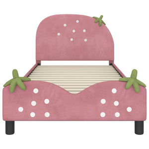 Struttura letto bambini con testata Rosa 80 x 200 cm Velluto 42011076