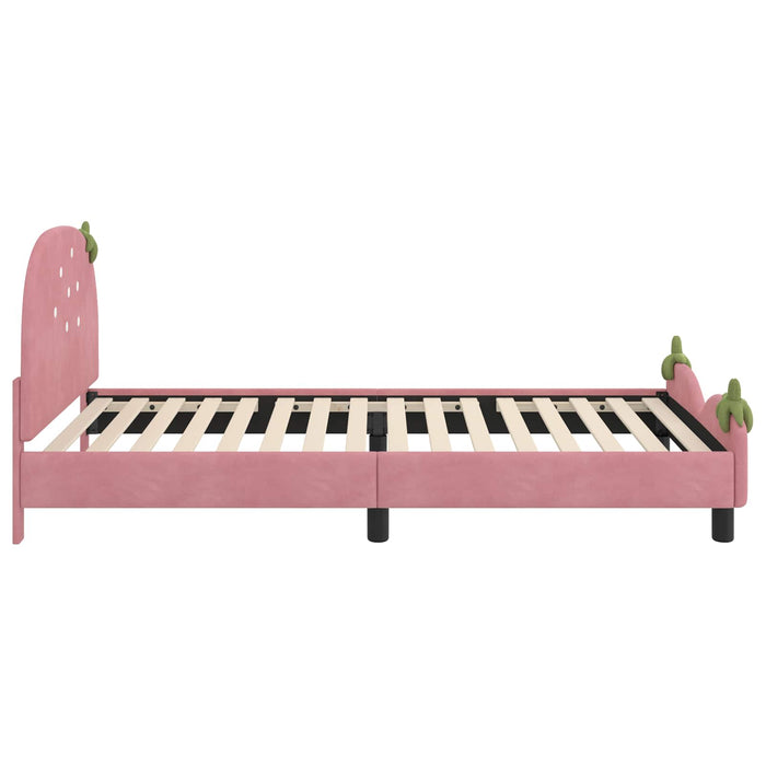 Struttura letto bambini con testata Rosa 90 x 190 cm Velluto 42011077