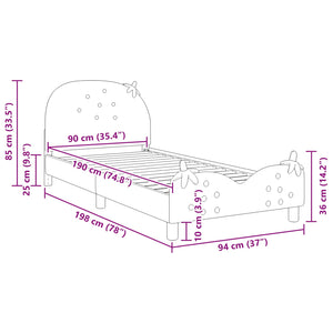 Struttura letto bambini con testata Rosa 90 x 190 cm Velluto 42011077