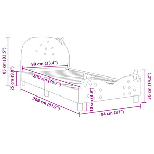 Struttura letto bambini con testata Rosa 90 x 200 cm Velluto 42011078