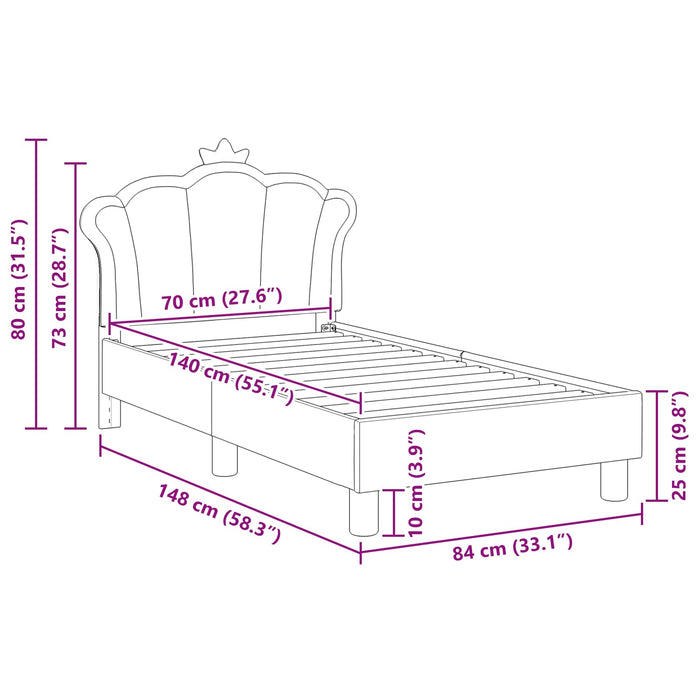 Struttura letto per bambini con testata Rosa 70 x 140 cm PU 42011079