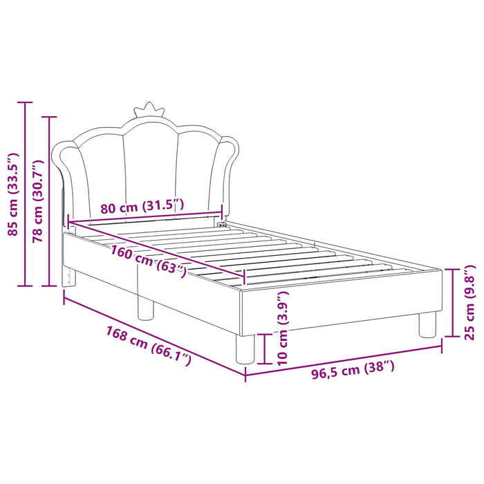 Struttura letto bambini con testata Rosa 80 x 160 cm PU 42011080