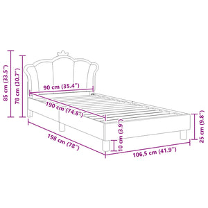 Struttura letto bambini con testata Rosa 90 x 190 cm PU 42011082