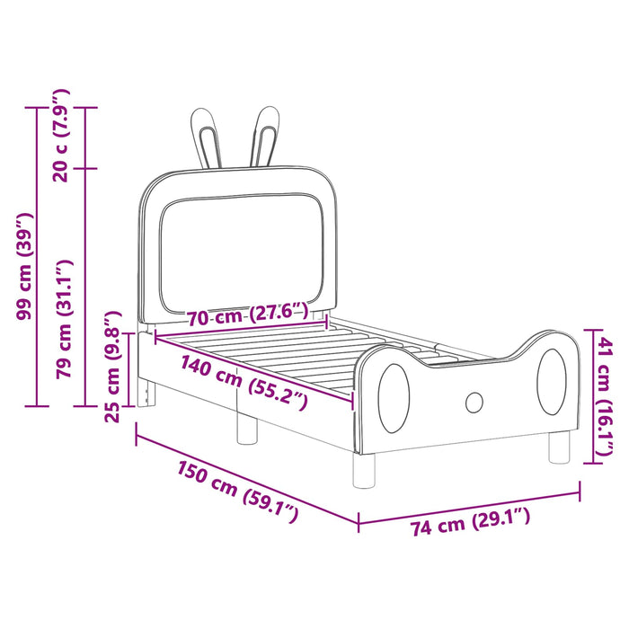 Struttura letto per bambini con testata Blu 70 x 140 cm PU 42011085