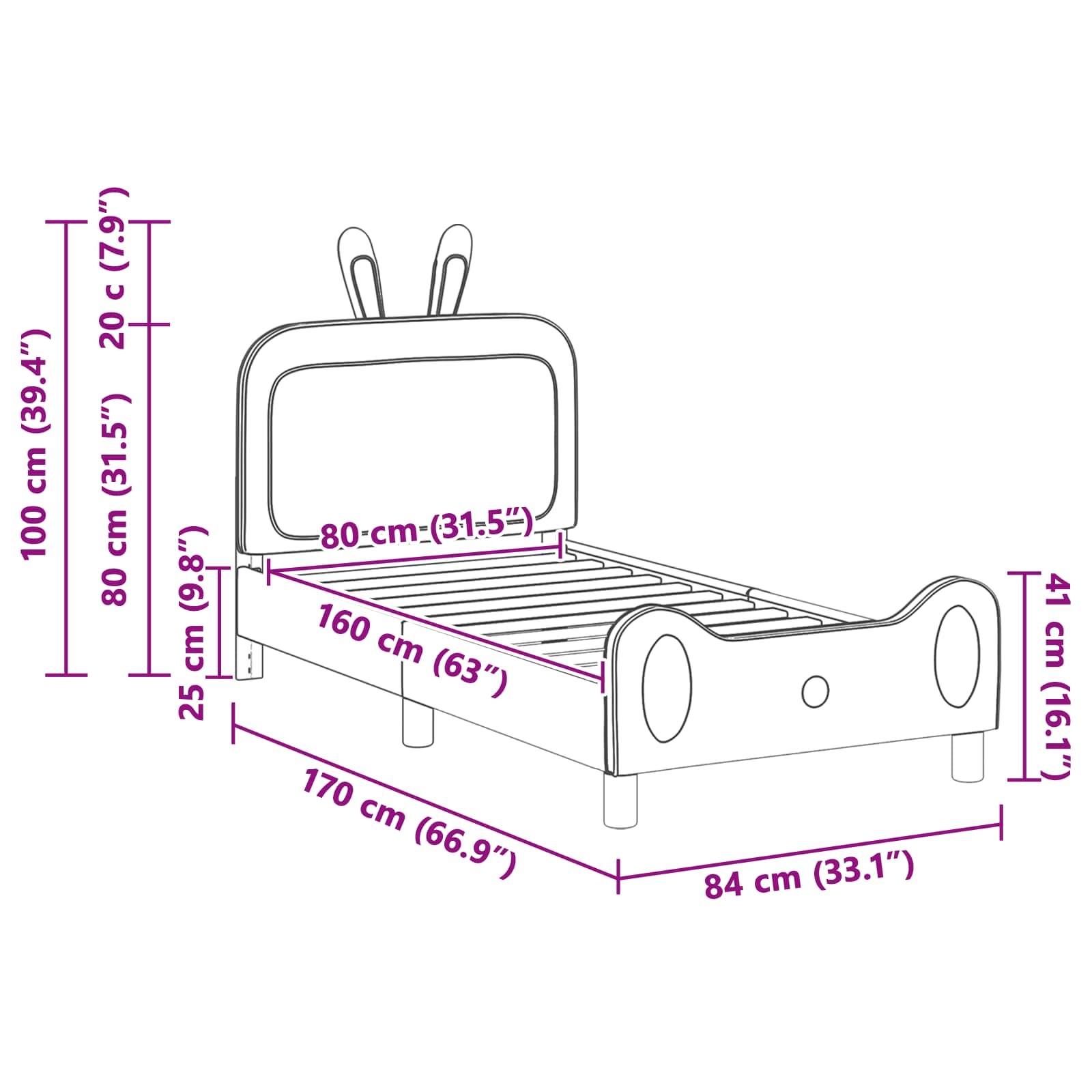Struttura letto bambini con testata Blu 80 x 160 cm PU 42011088