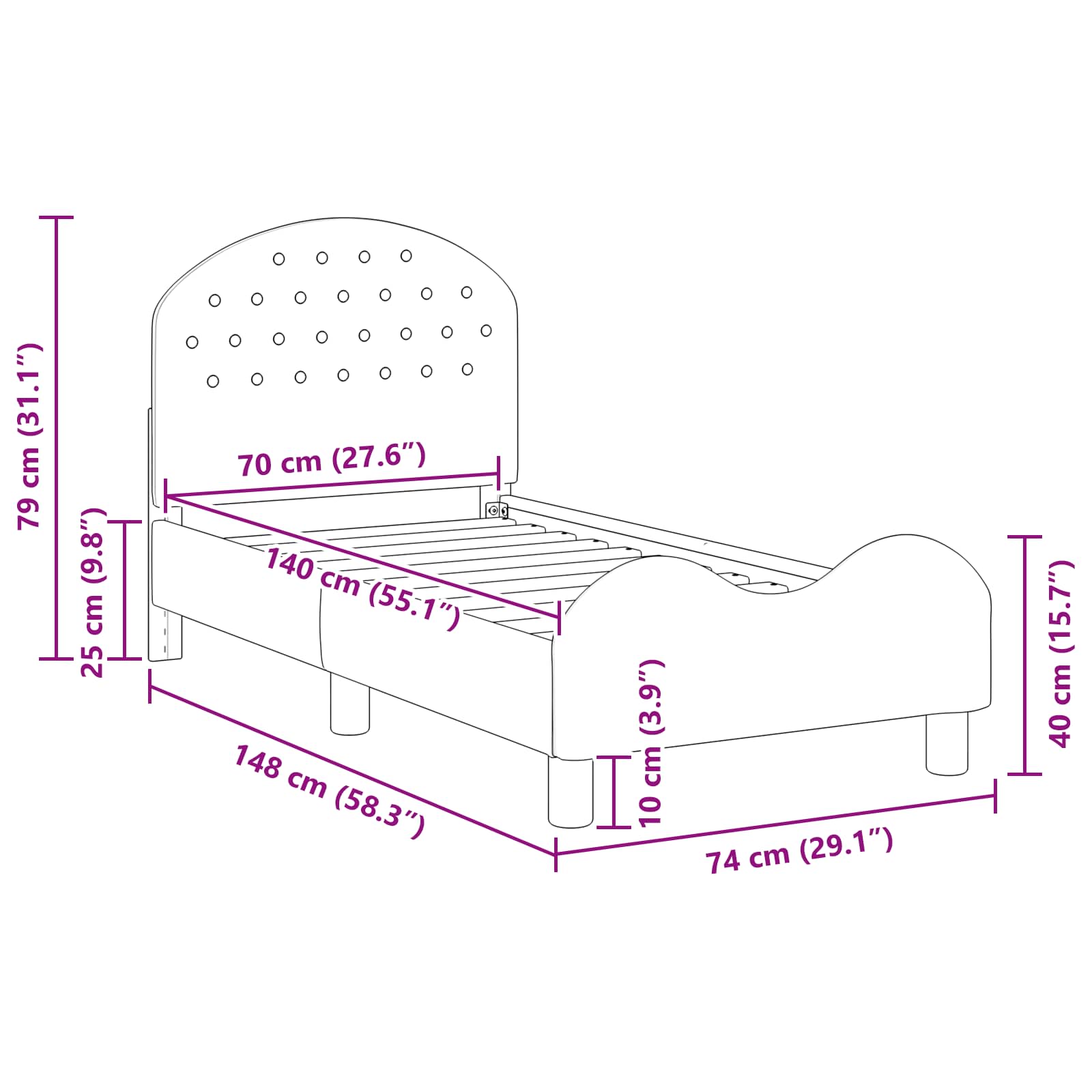 Struttura letto per bambini con testata Grigio chiaro 42011099
