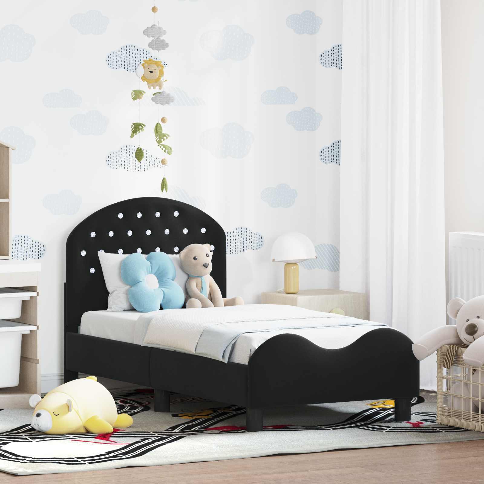 Struttura letto per bambini con testata Nero 70 x 140 cm 42011101