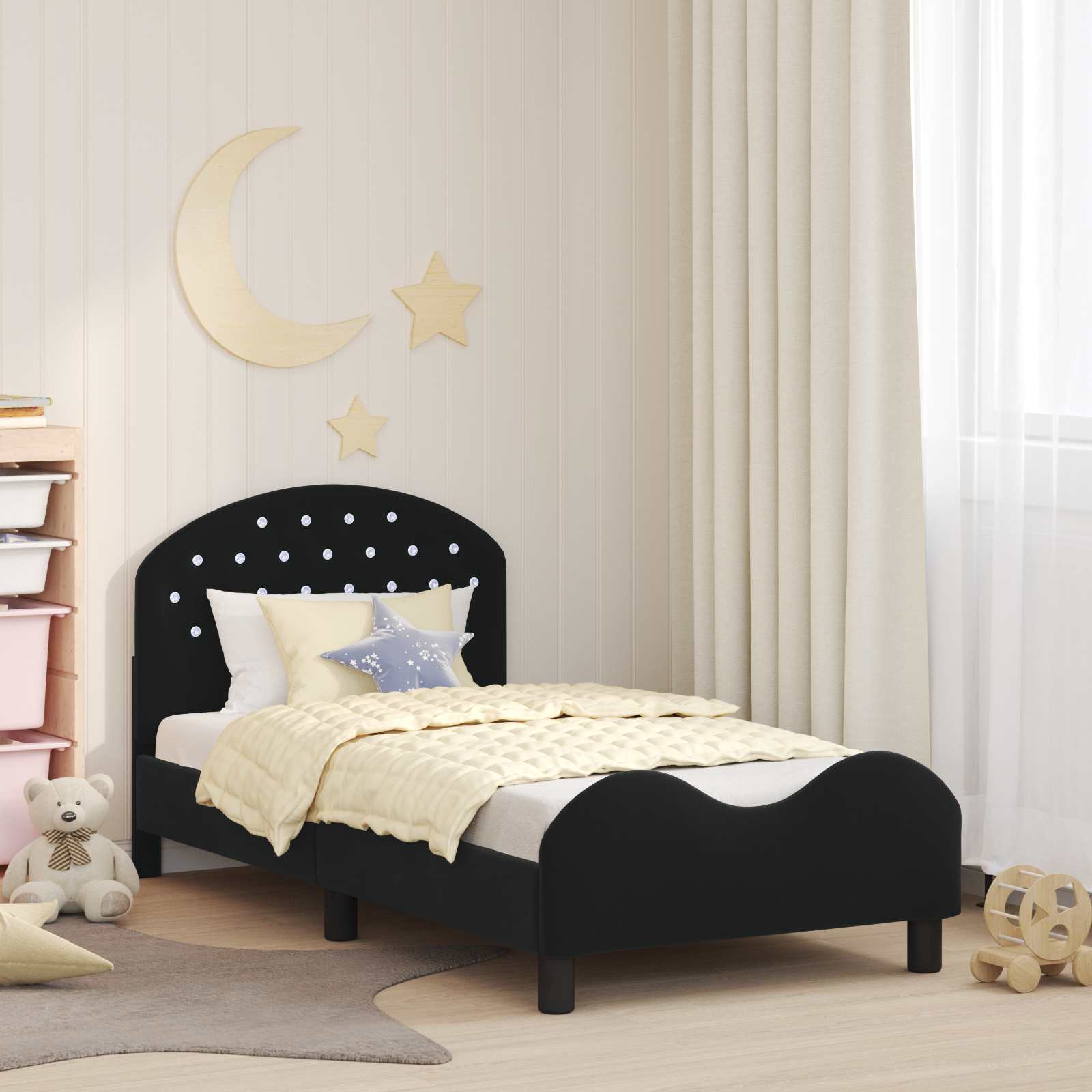 Struttura letto bambini con testata Nero 80 x 160 cm Velluto 42011108