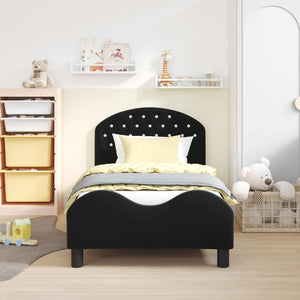 Struttura letto bambini con testata Nero 80 x 160 cm Velluto 42011108
