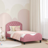 Struttura letto bambini con testata Rosa 80 x 160 cm Velluto 42011109