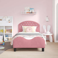 Struttura letto bambini con testata Rosa 80 x 160 cm Velluto 42011109