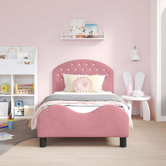 Struttura letto bambini con testata Rosa 80 x 160 cm Velluto 42011109