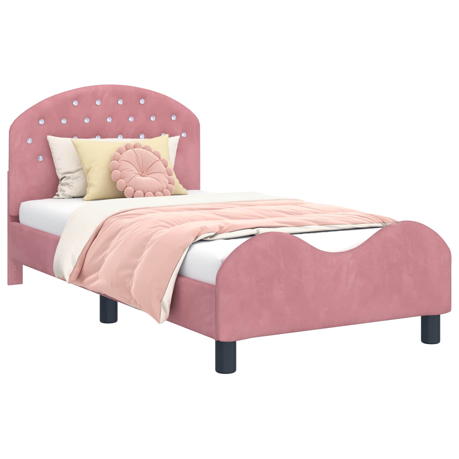 Struttura letto bambini con testata Rosa 80 x 160 cm Velluto 42011109