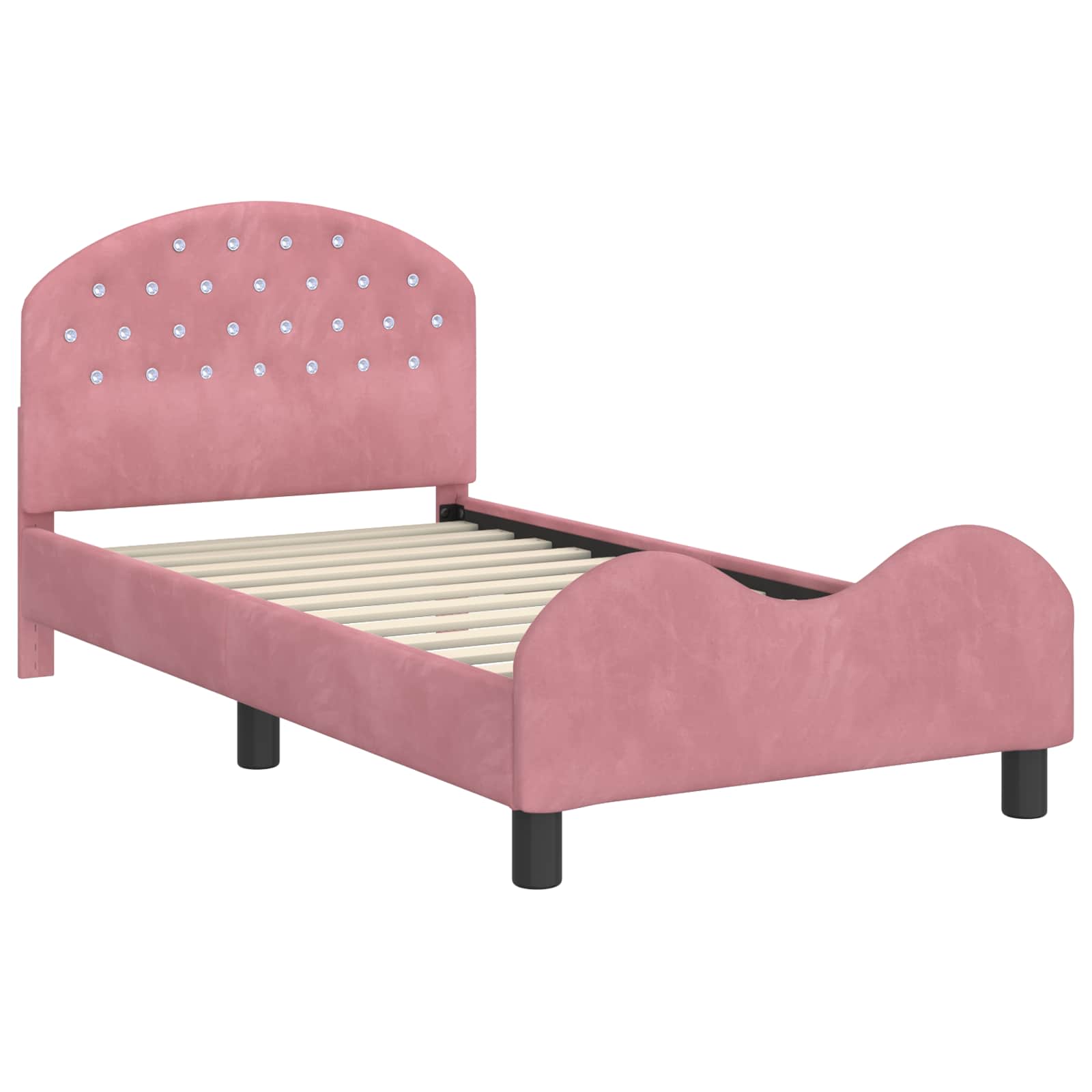 Struttura letto bambini con testata Rosa 80 x 160 cm Velluto 42011109