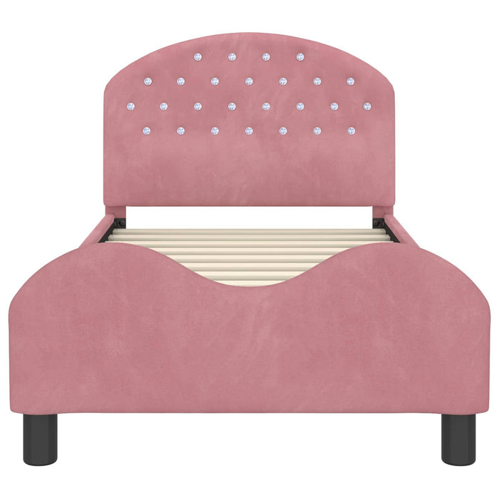 Struttura letto bambini con testata Rosa 80 x 160 cm Velluto 42011109
