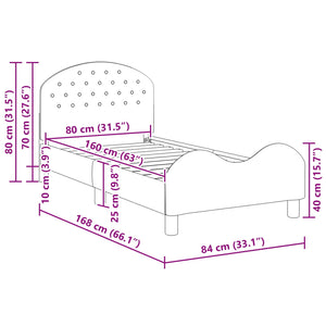 Struttura letto bambini con testata Rosa 80 x 160 cm Velluto 42011109