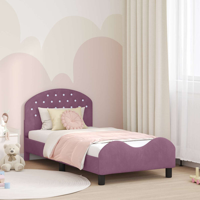 Struttura letto bambini con testata Viola 80 x 160 cm Velluto 42011110