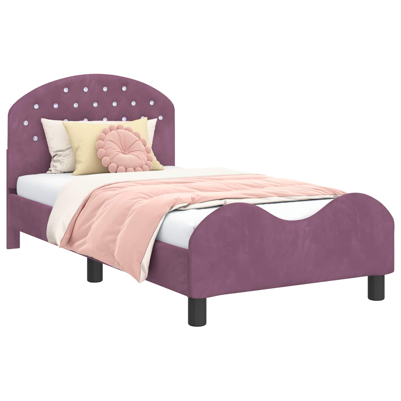 Struttura letto bambini con testata Viola 80 x 160 cm Velluto 42011110