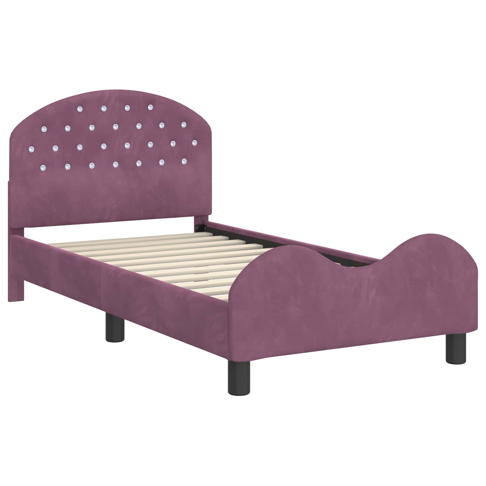 Struttura letto bambini con testata Viola 80 x 160 cm Velluto 42011110