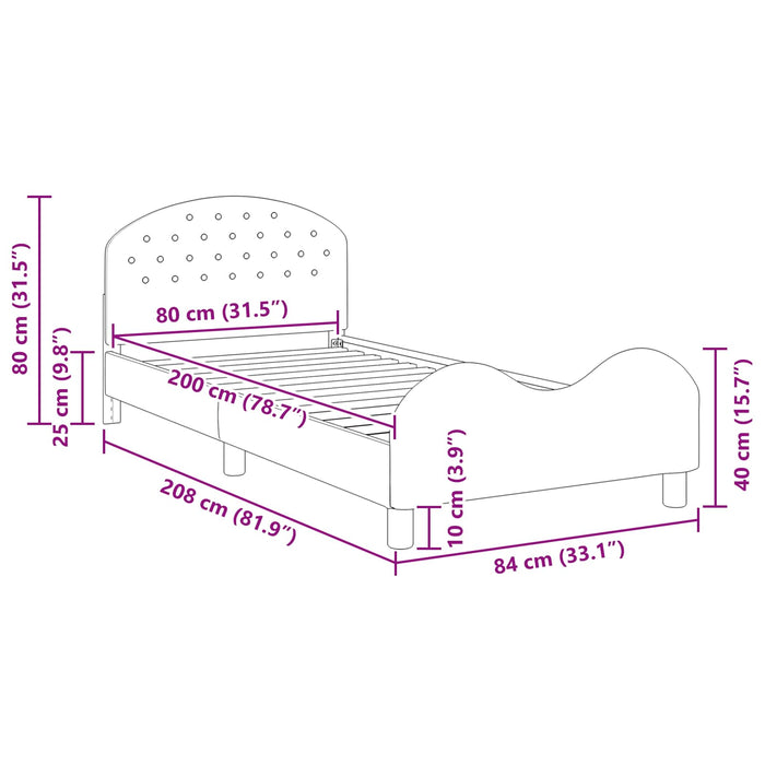 Struttura letto bambini con testata Blu Polizia 80 x 200 cm 42011119