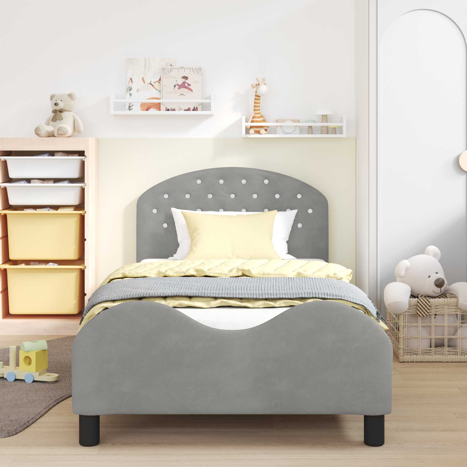 Struttura letto bambini con testata Grigio chiaro 90 x 190 cm 42011120