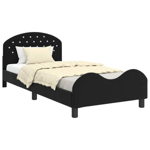 Struttura letto bambini con testata Nero 90 x 190 cm Velluto 42011122