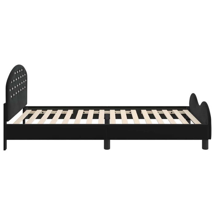 Struttura letto bambini con testata Nero 90 x 190 cm Velluto 42011122