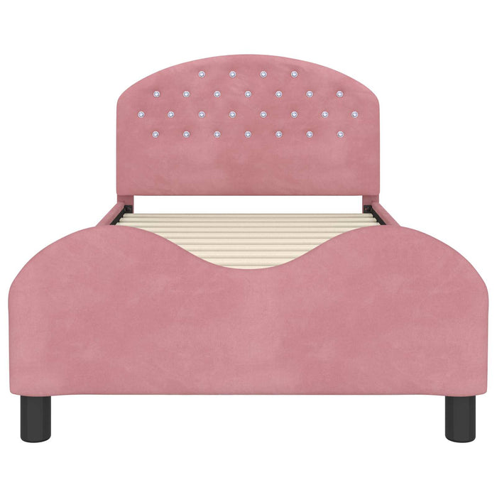 Struttura letto bambini con testata Rosa 90 x 190 cm Velluto 42011123