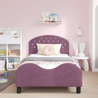 Struttura letto bambini con testata Viola 90 x 190 cm Velluto 42011124