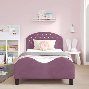 Struttura letto bambini con testata Viola 90 x 190 cm Velluto 42011124